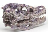 Carved Chevron Amethyst Dinosaur Crystal Skull - Ferocious! #218501-6